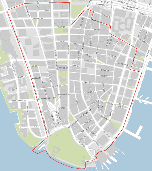 Lower Manhattan district map boundary