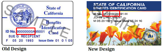 California Benefits Card Example
