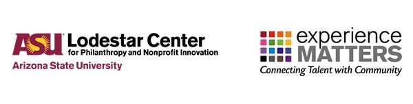 EM/ASU Logo - "Connecting talent with community" and "A program of the ASU Lodestar Center for Philanthropy and Nonprofit Innovation"