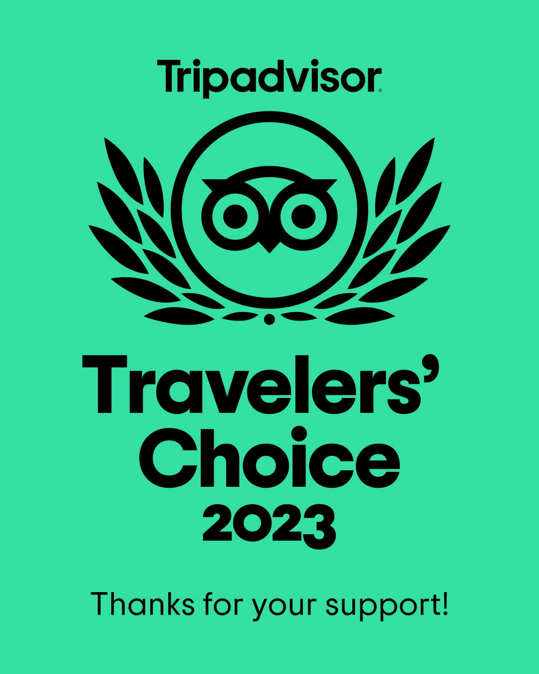2023 TripAdvisor's Travelers Choice Award Winner