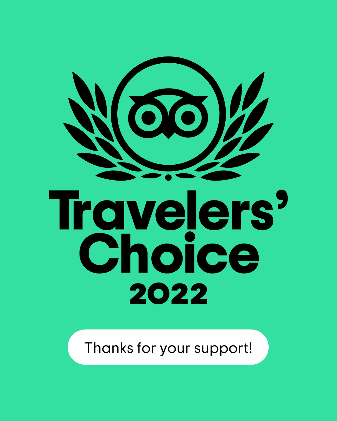 2022 TripAdvisor's Travelers' Choice Award Winner