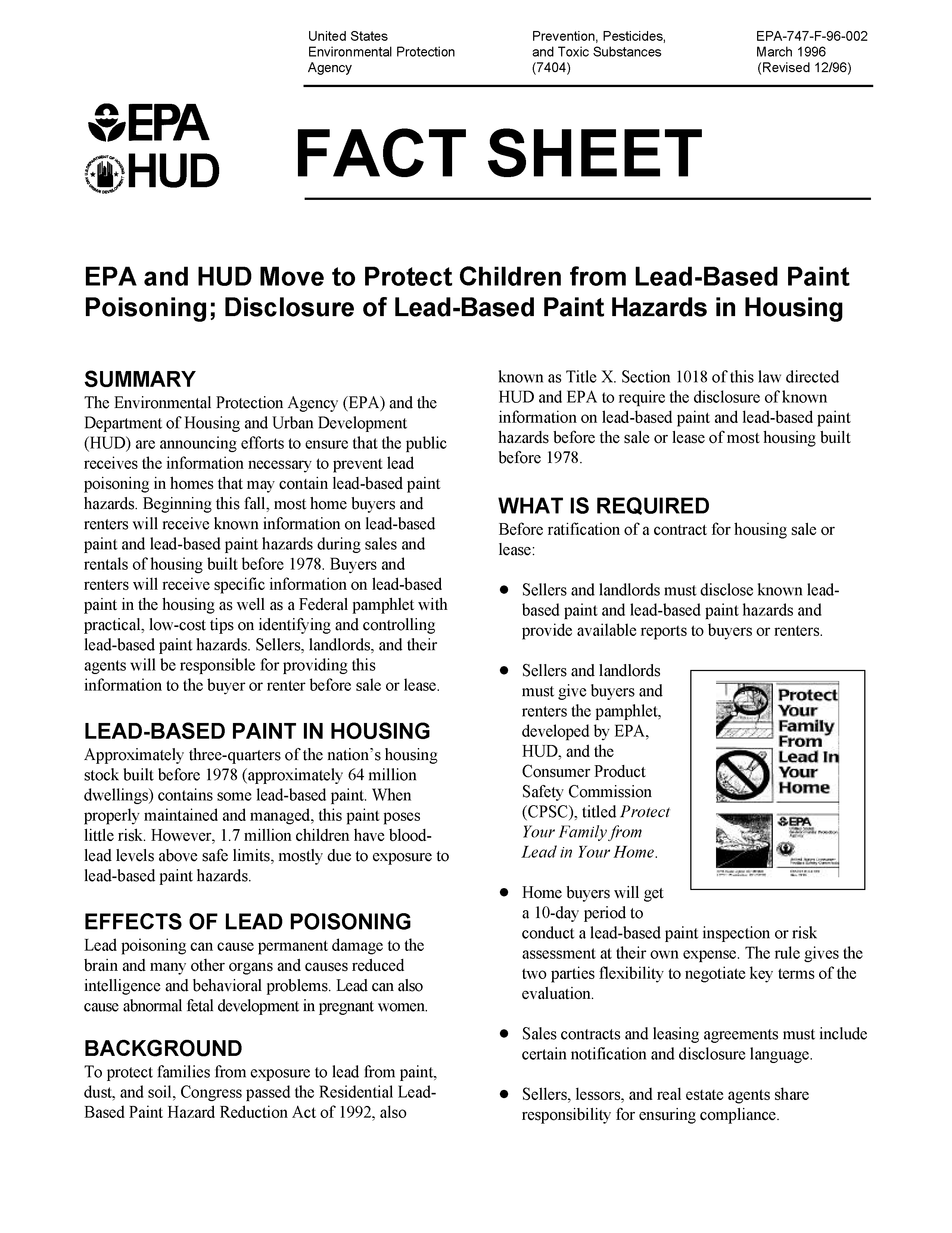 HUD Fact Sheet Page 1