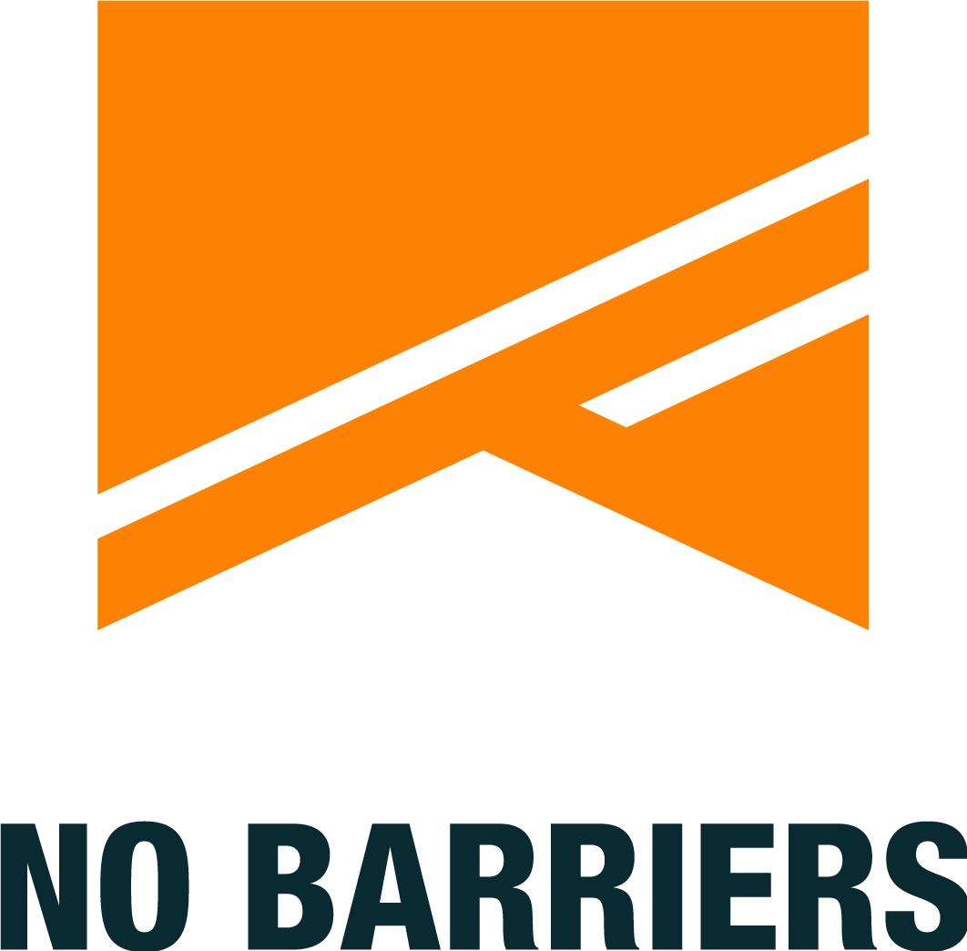 No Barriers logo and link to No Barriers Warriors program website