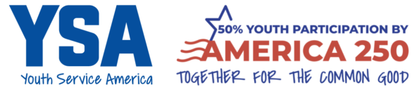 Youth Service America and 50% Youth Participation by America250 Logos