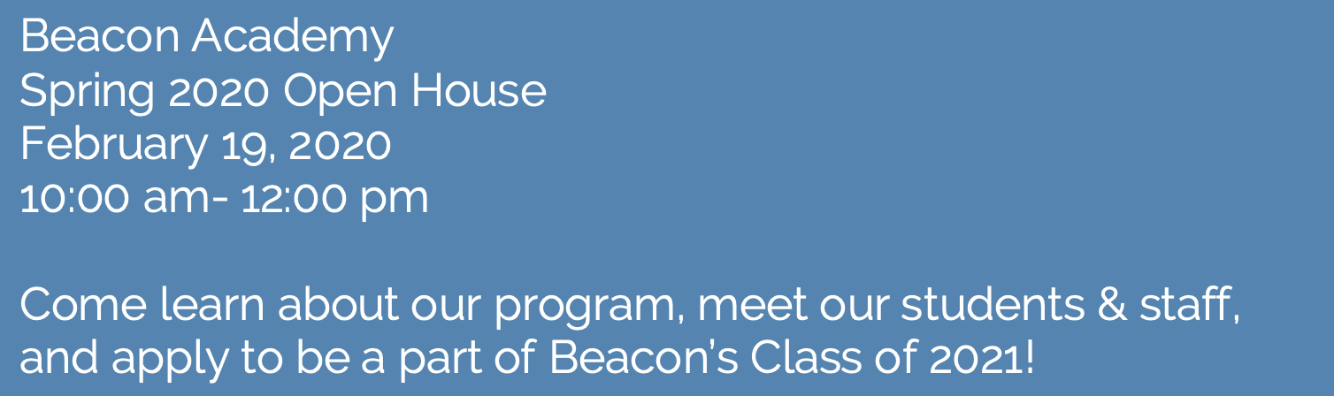 Beacon Academy Spring 2020 Open House