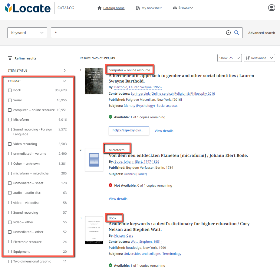 Locate Demo - Format filter