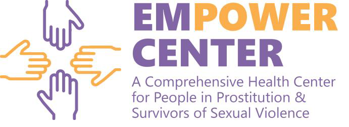 EMPOWER Logo - four hands joining with text "Empower Center - a comprehensive health center for people in prostitution and survivors of sexual violence"
