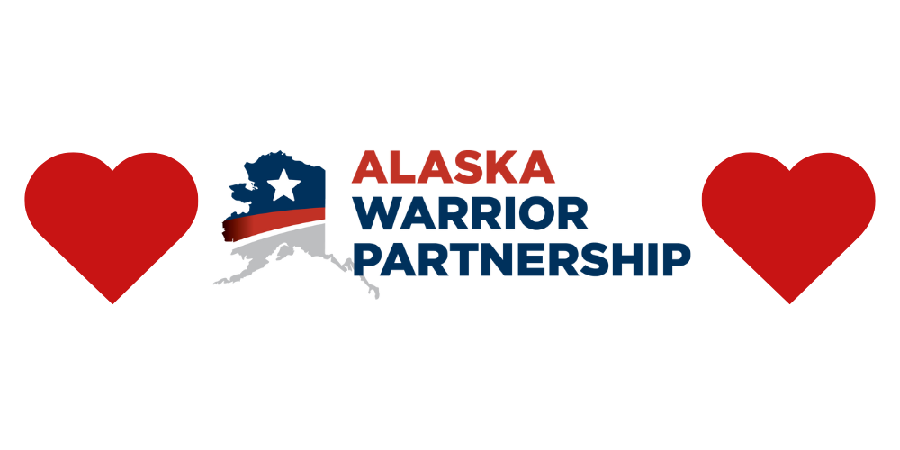 Alaska Warrior Partnership Logo with Hearts