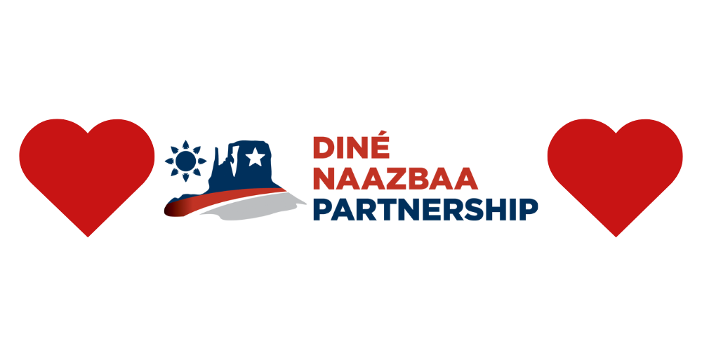 Diné Naazbaa Warrior Partnership Logo with Hearts