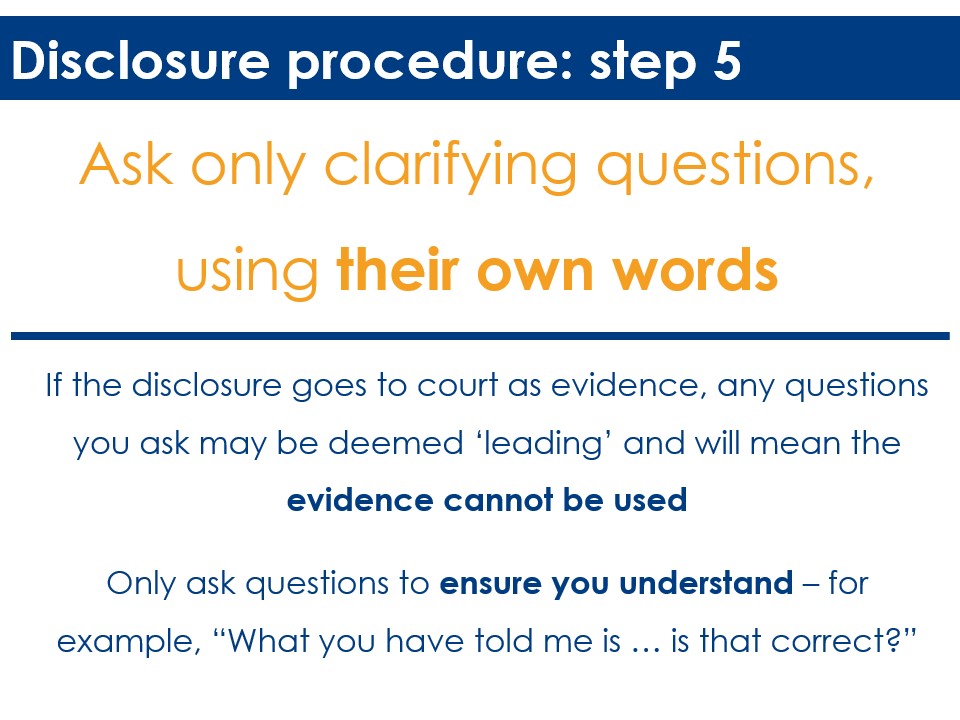 Safeguarding - Disclosure Step 5 slide