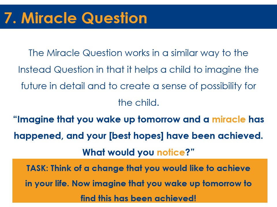 Solution Focused Miracle Question slide