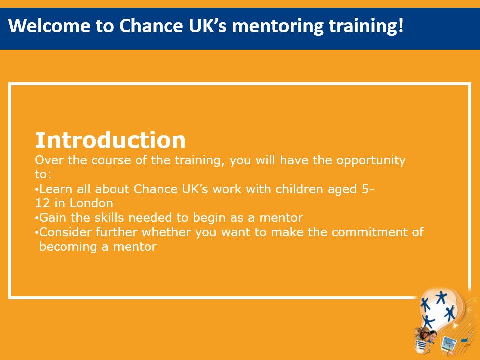 Welcome to Chance UK Virtual Training Introduction Slide