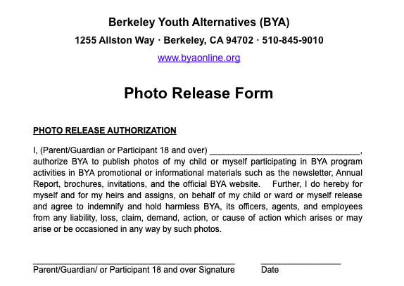 Photo Release Waiver Authorizations