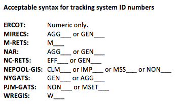 Acceptable syntax for tracking system ID numbers
