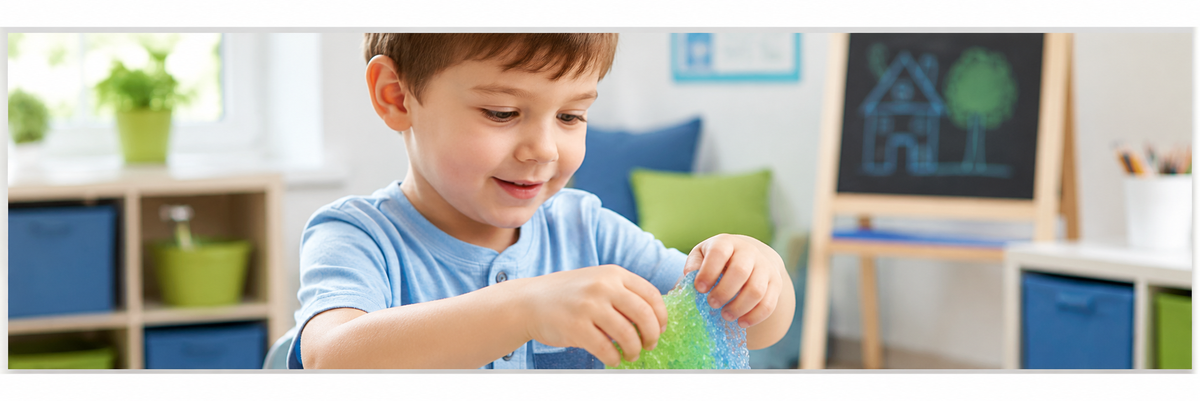 Young Boy Playing With A Sensory Toy