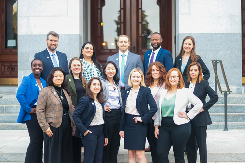 2023 CCST S&T Policy Fellows standing in front of the California Capitol