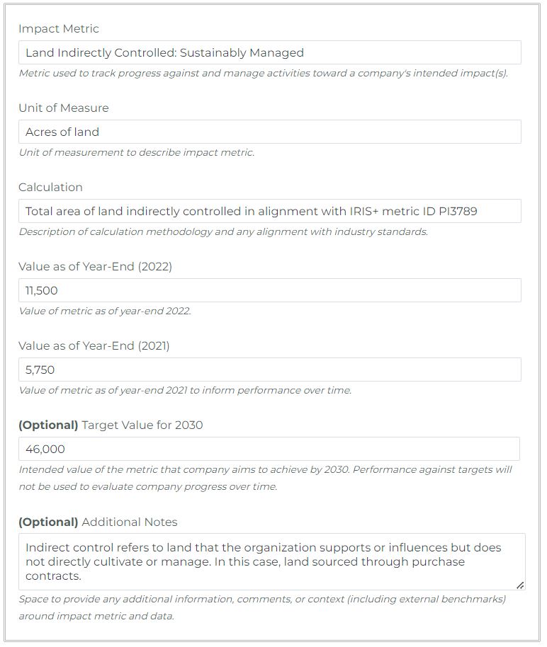 Impact Metric Example