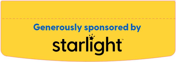 Starlight yellow decal with text saying "Generously sponsored by" followed by the Starlight logo
