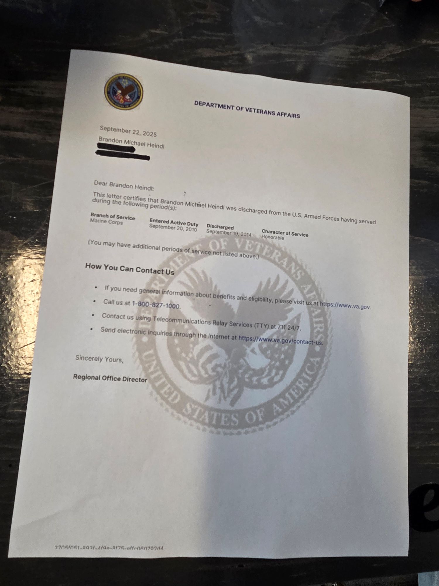 Proof of Service Example 1