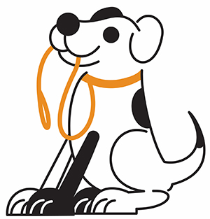 cartoon dog holding leash