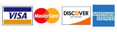 We accept American Express, Discover, Mastercard, and Visa