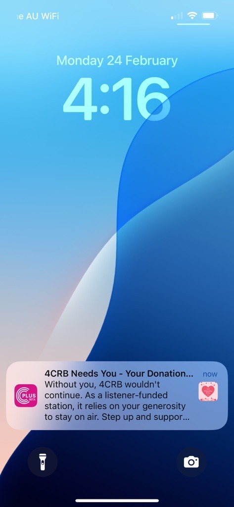 screenshot of notification