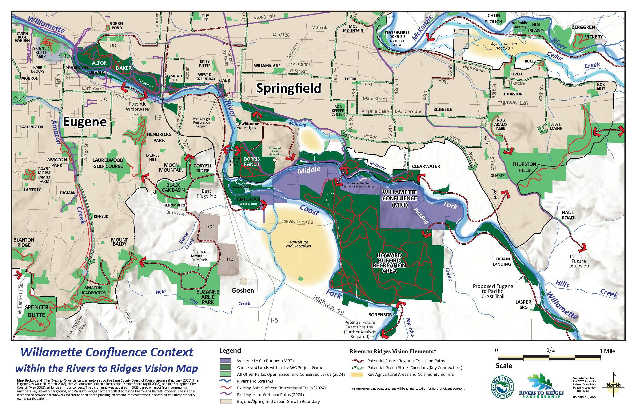 A map shows the Willamette Confluence property in relationship with nearby public lands.