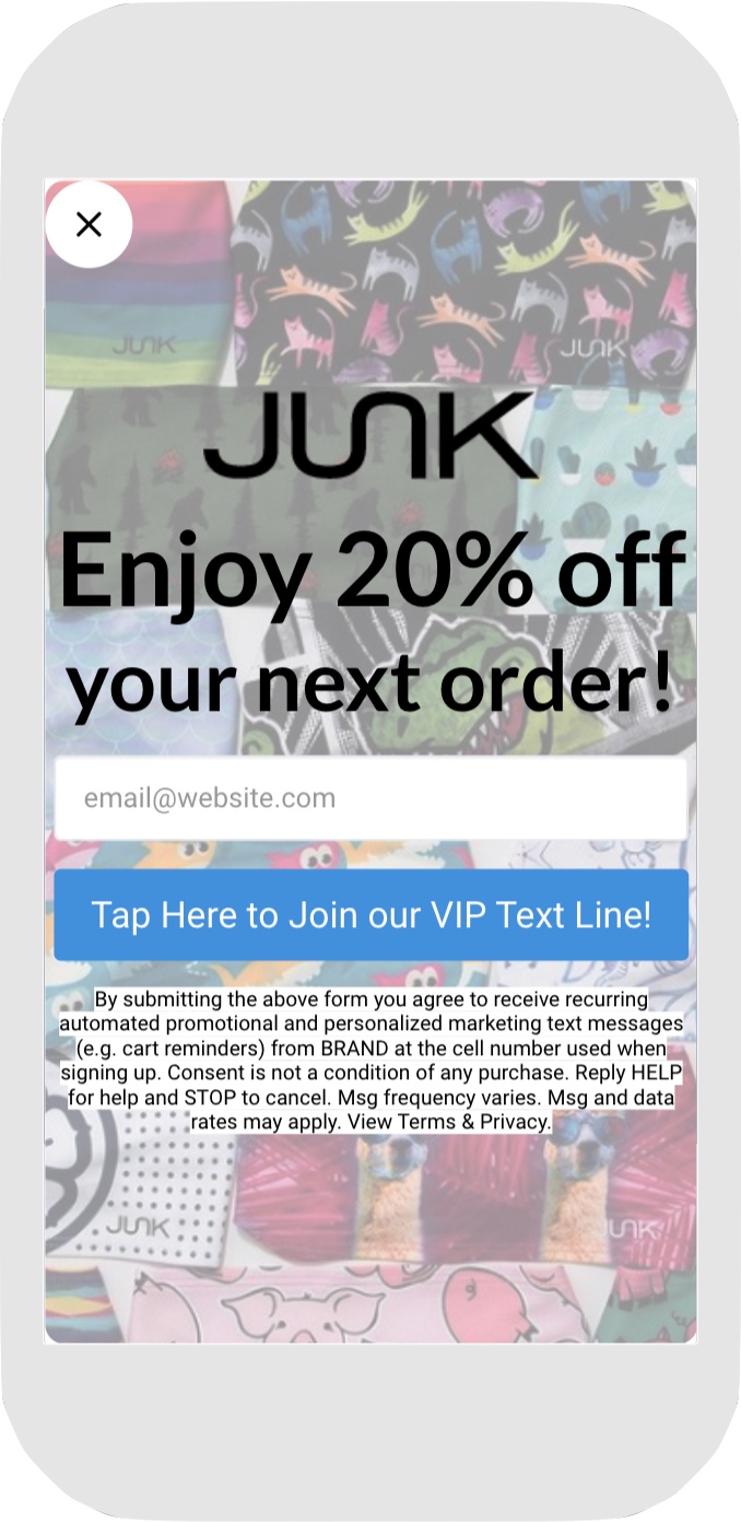 Mobile Popup Email and Mobile