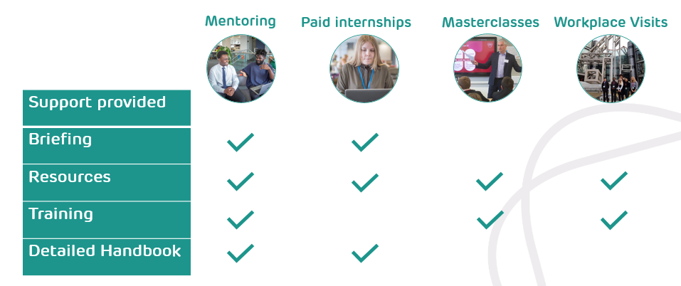 A breakdown of support provided by Career Ready per volunteering opportunity