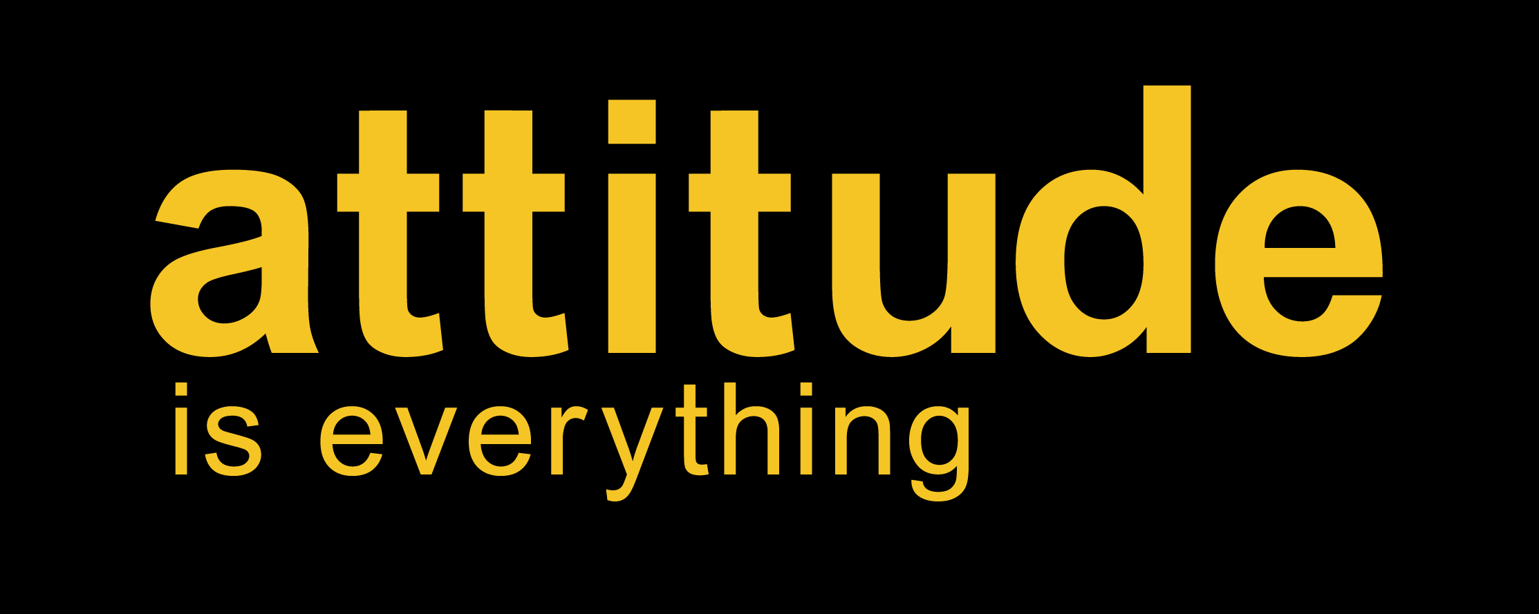 Attitude is Everything logo - The words Attitude is Everything in yellow on a black background