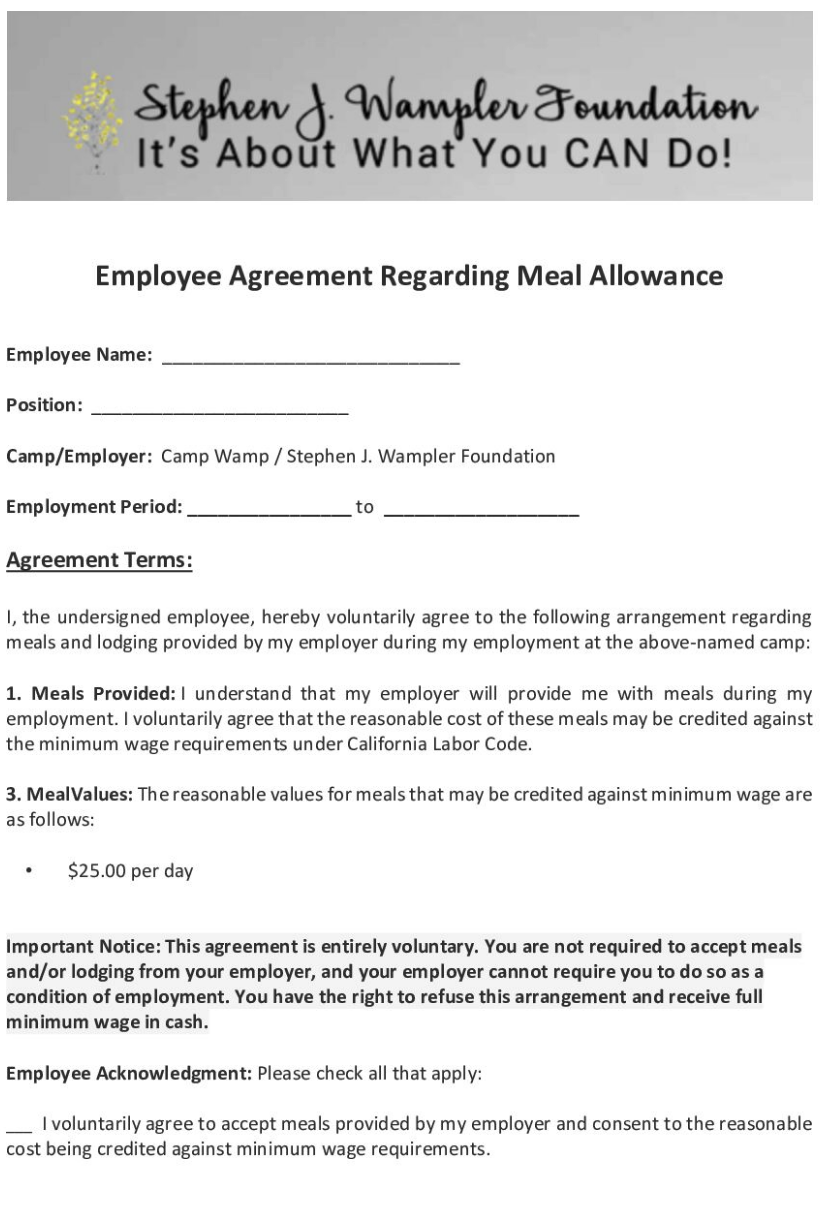 Meal Agreement Part 1