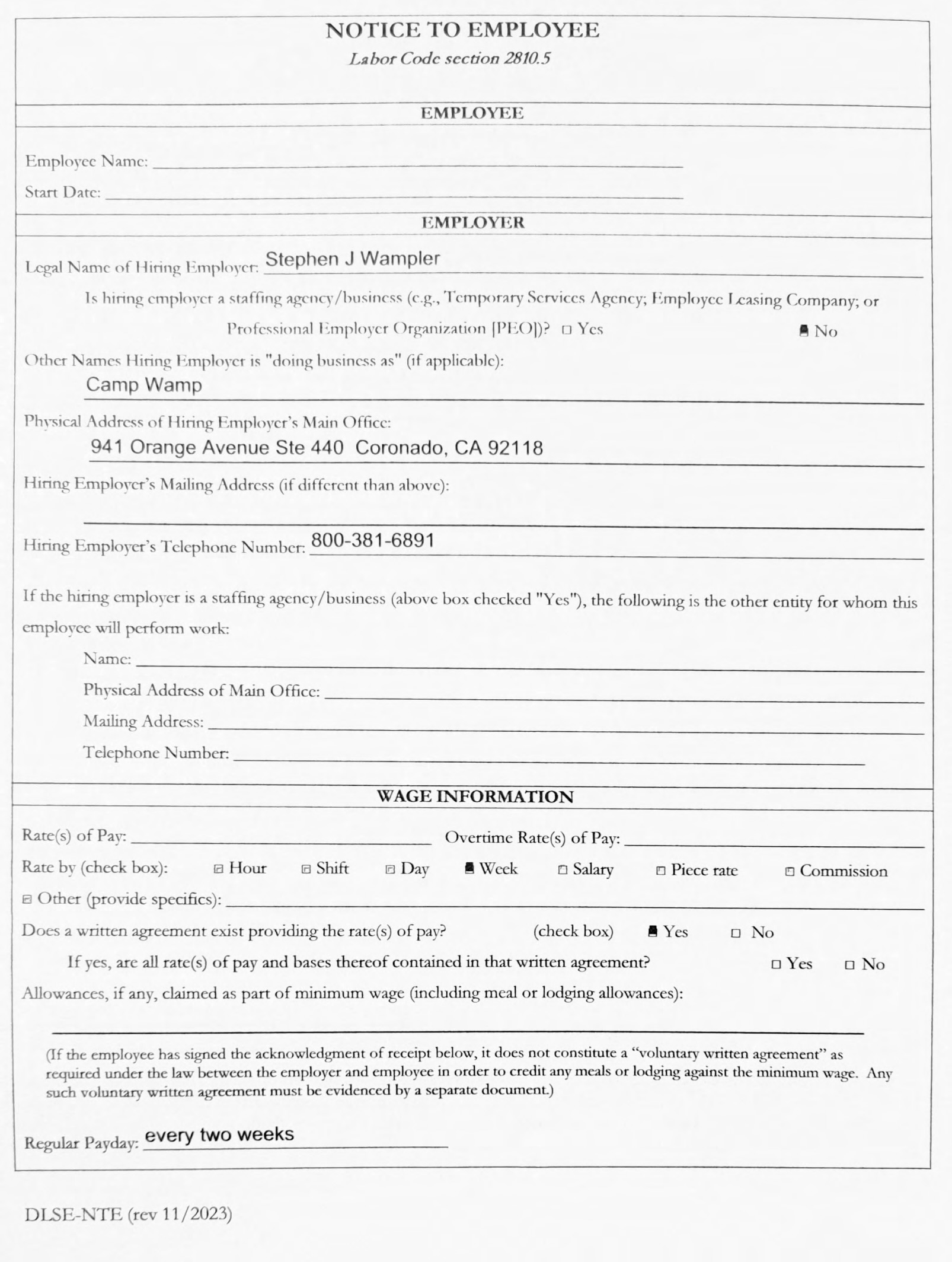 Notice to Employee