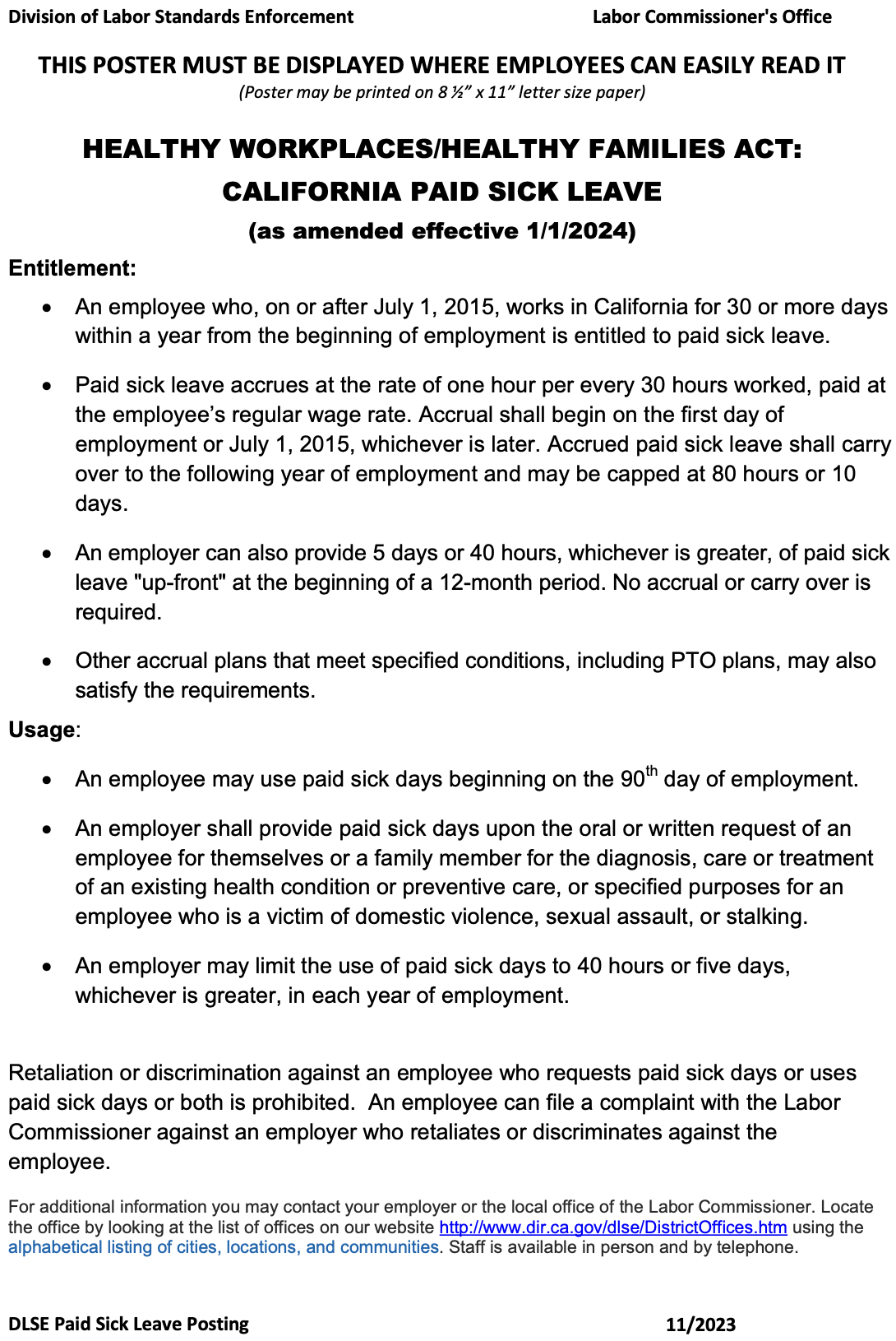 California Paid Sick Leave