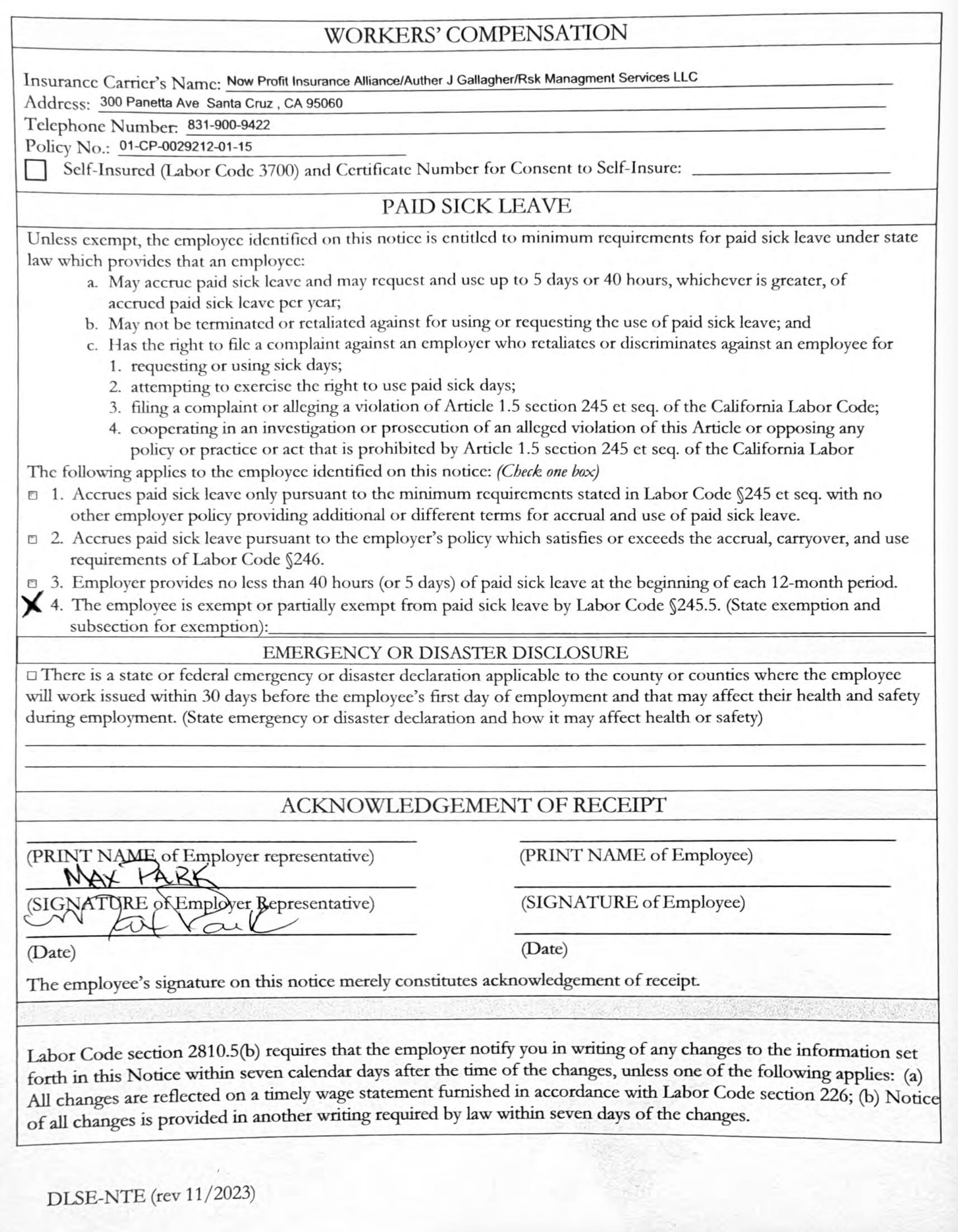 Notice to Employee Page 2