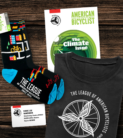 American Bicyclist magazine, Membership Card, League Socks, Black League T-shirt
