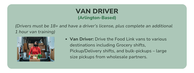 A graphic about the van driver shifts at Food Link.