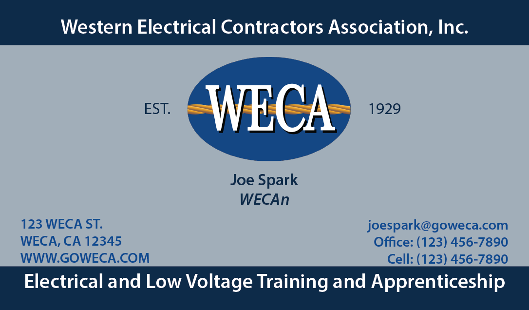 Front side of Joe Spark example business card